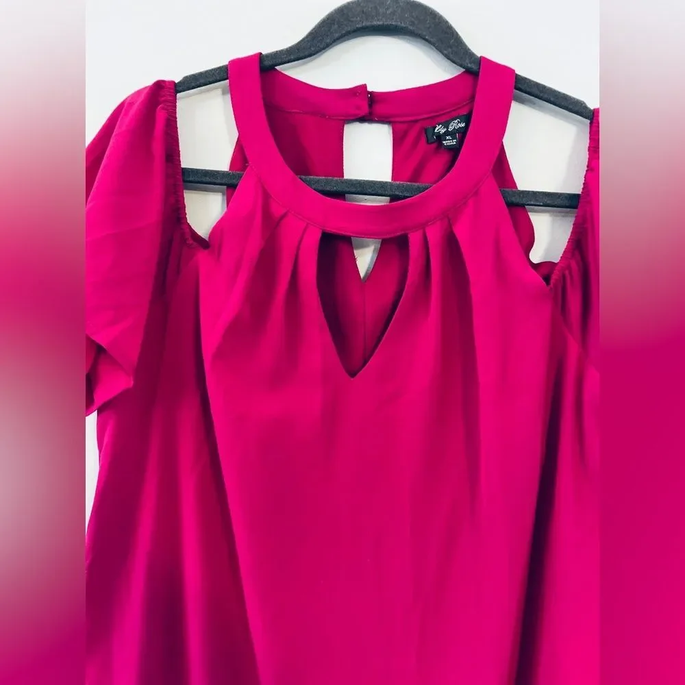 Lily Rose Fuchsia Cold Shoulder Dress